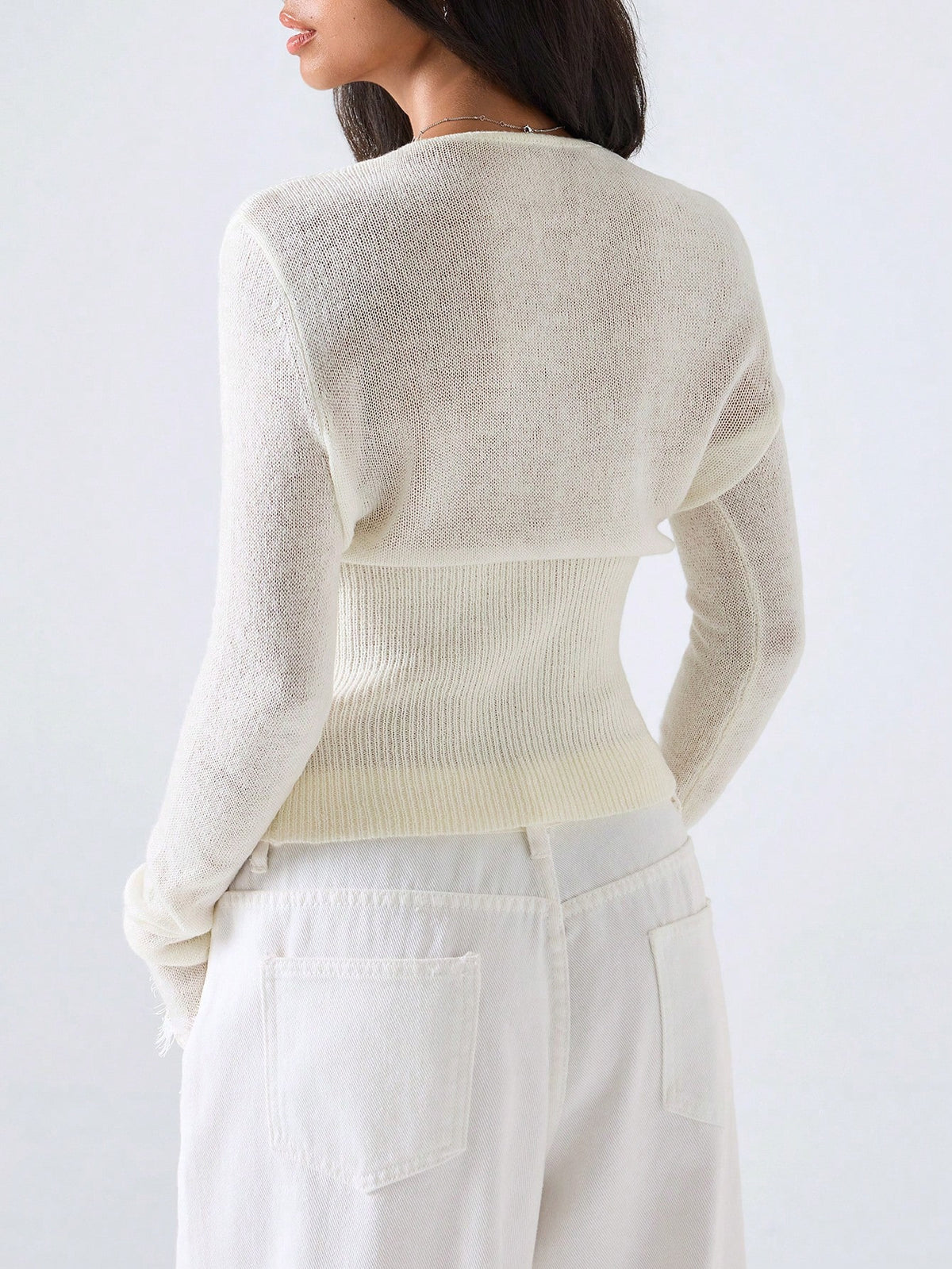 Lace Trim Knit Blouse