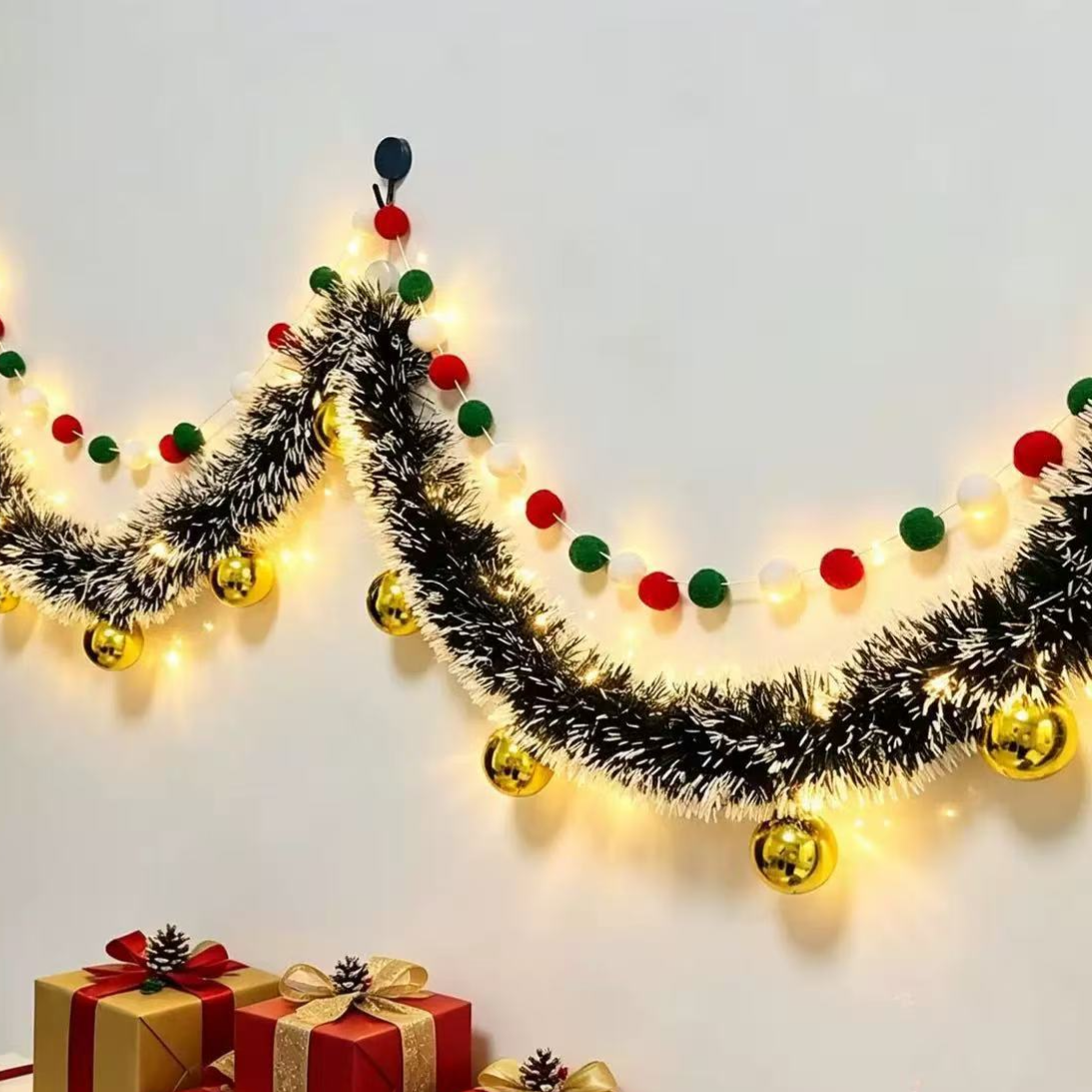 Christmas decorative rattan glowing rattan grass pine branch light string teemdrop