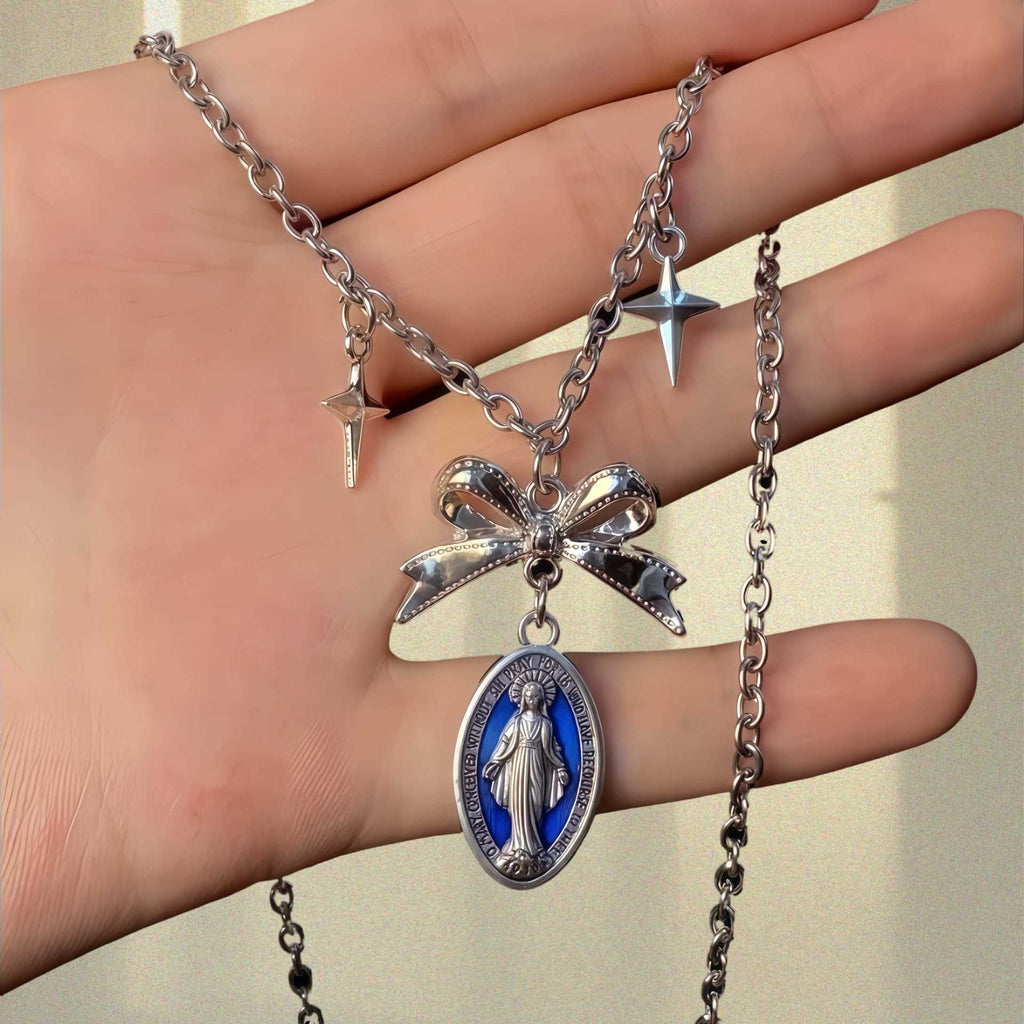 Korean Ins Style Bow Star Necklace teemdrop