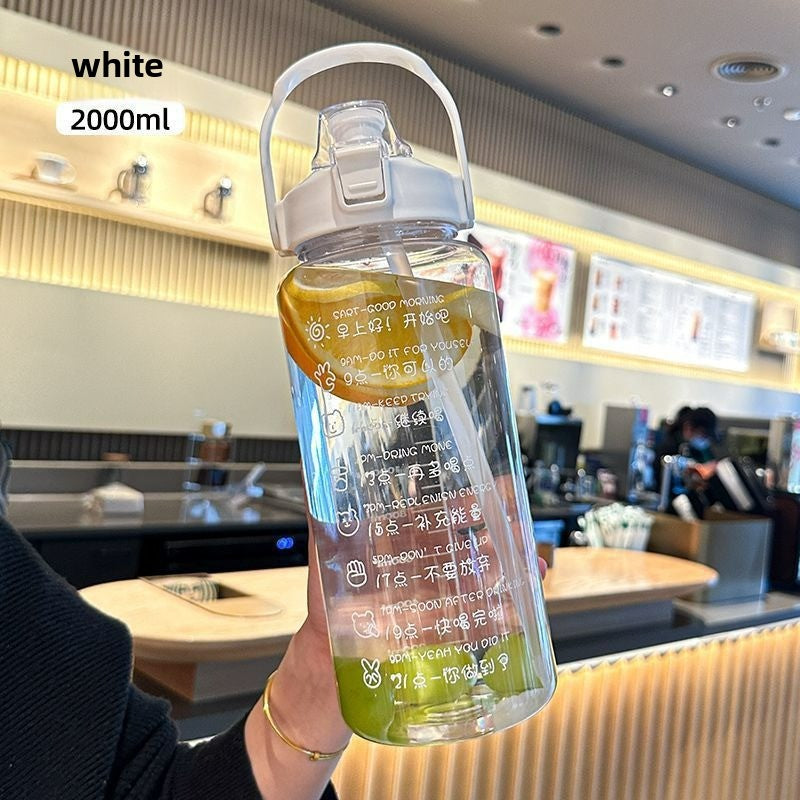 Portable fitness sports drinking straw water bottle teemdrop