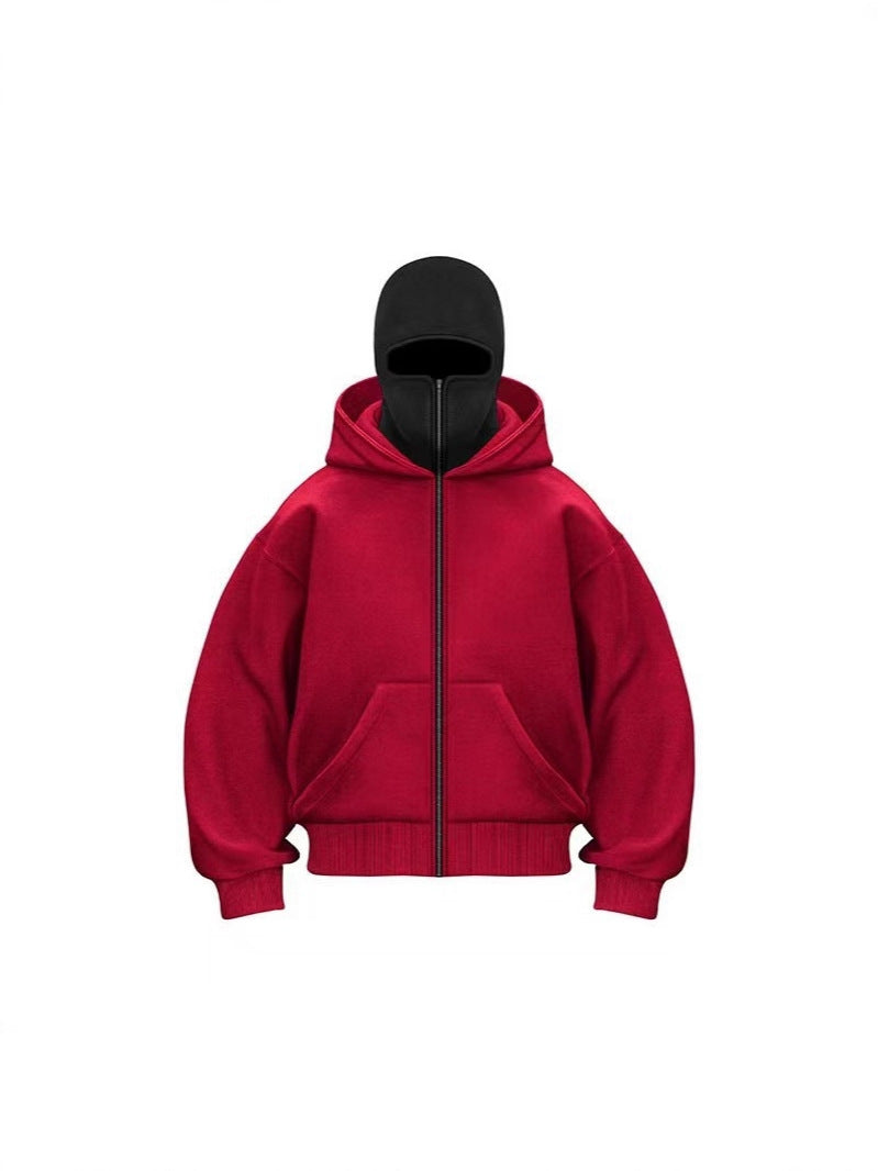 Double-layer hooded zip-up sweatshirt teemdrop