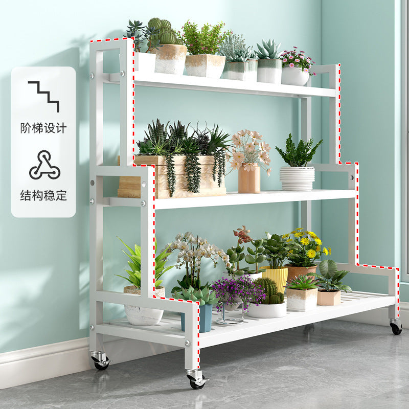 Foldable Metal Flower Stand Multi-Tier Ladder Plant Rack for Indoor Outdoor Use