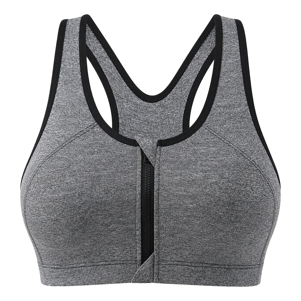 Women's Front Zipper Sports Bra Breathable Supportive Fitness Top teemdrop