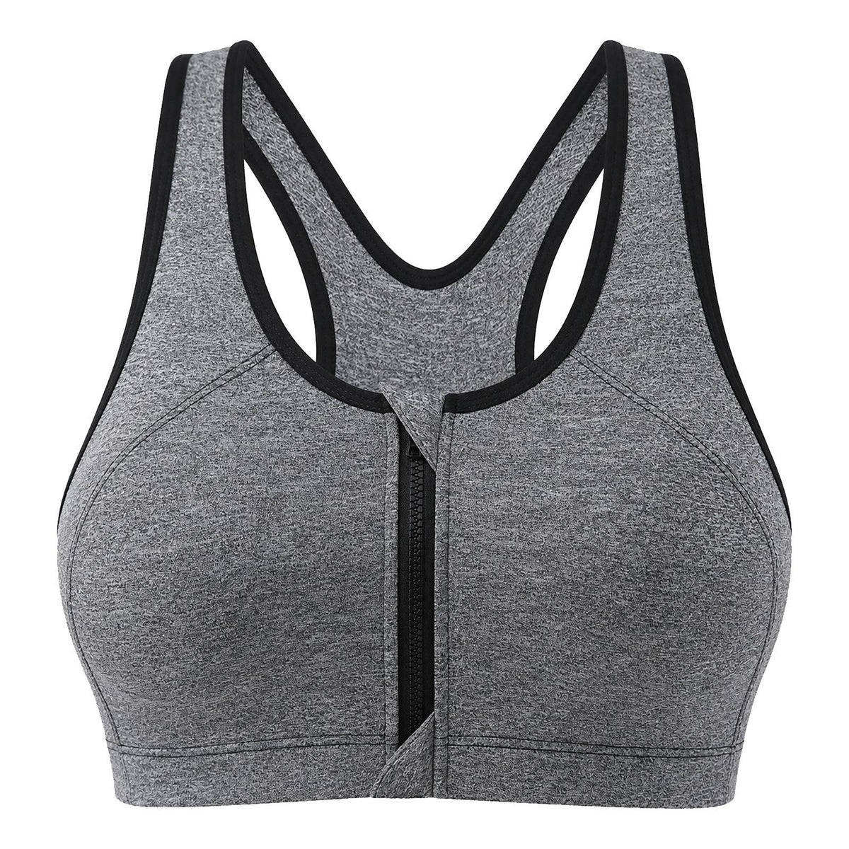 Women's Front Zipper Sports Bra Breathable Supportive Fitness Top teemdrop