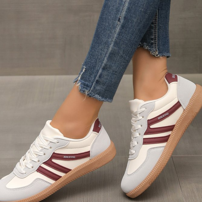 Women Retro Color-Blocking Lace-Up Training Shoes teemdrop