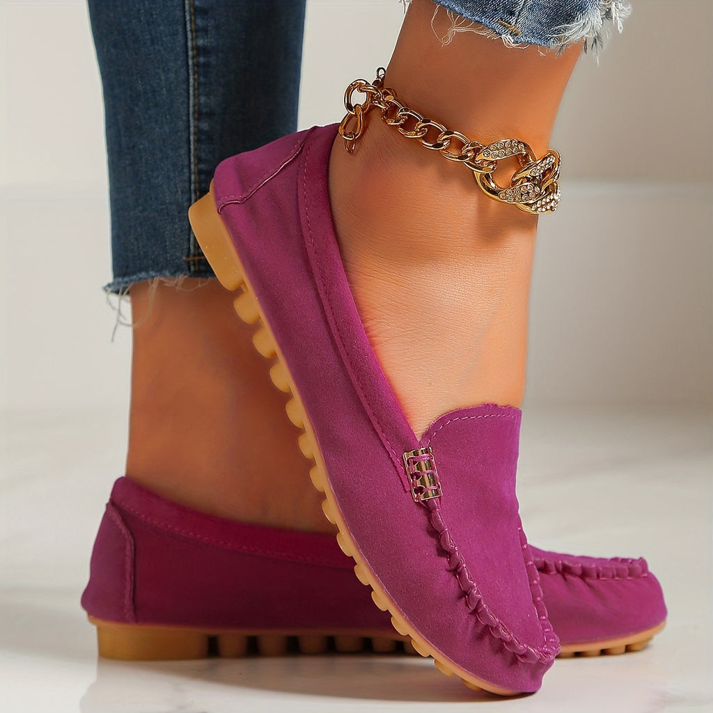 Metal snap round-toe flat women's shoes teemdrop