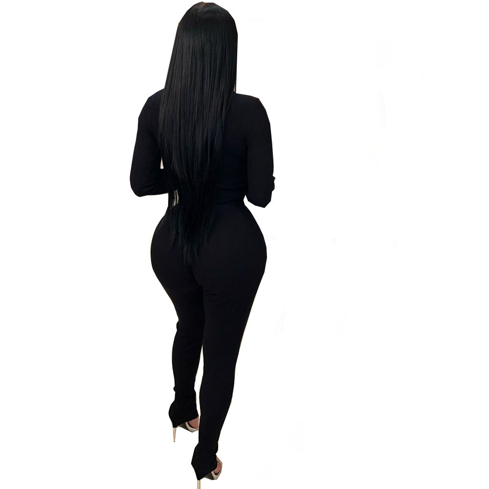 Women's Heart-Shaped Detail Solid Color Two-Piece Pants Suit teemdrop