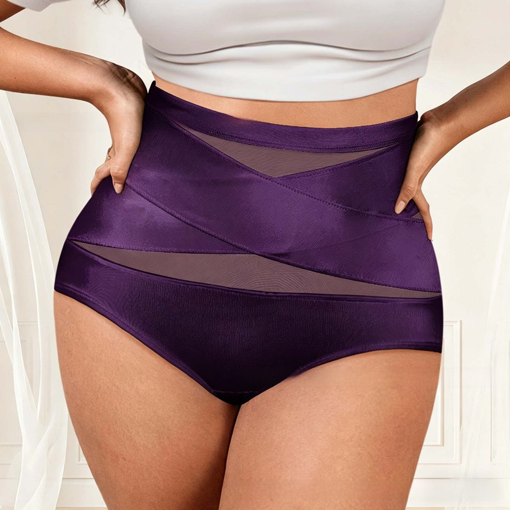 High-Waisted Shaping Briefs with Cross-Tie Tummy Control teemdrop