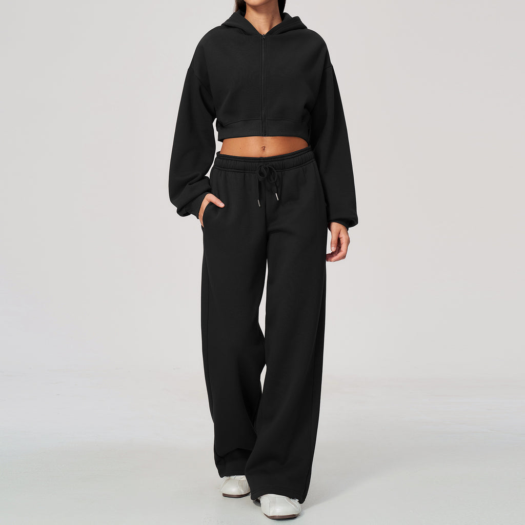Women's Fleece Lined Zip Up Hoodie and Sweatpants Two Piece Set teemdrop