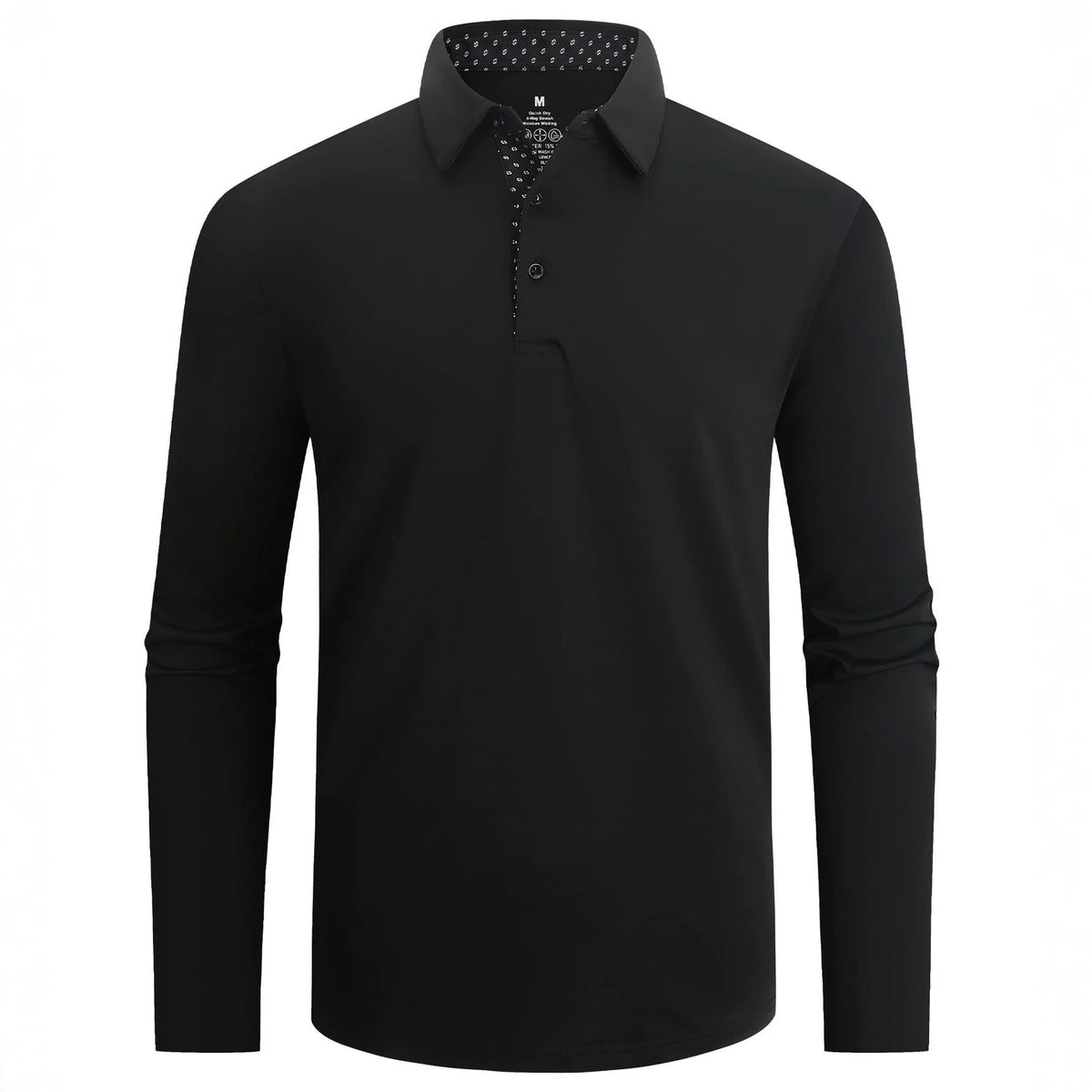 Men's Moisture-Wicking Quick-Dry Solid Long Sleeve Polo Shirt teemdrop