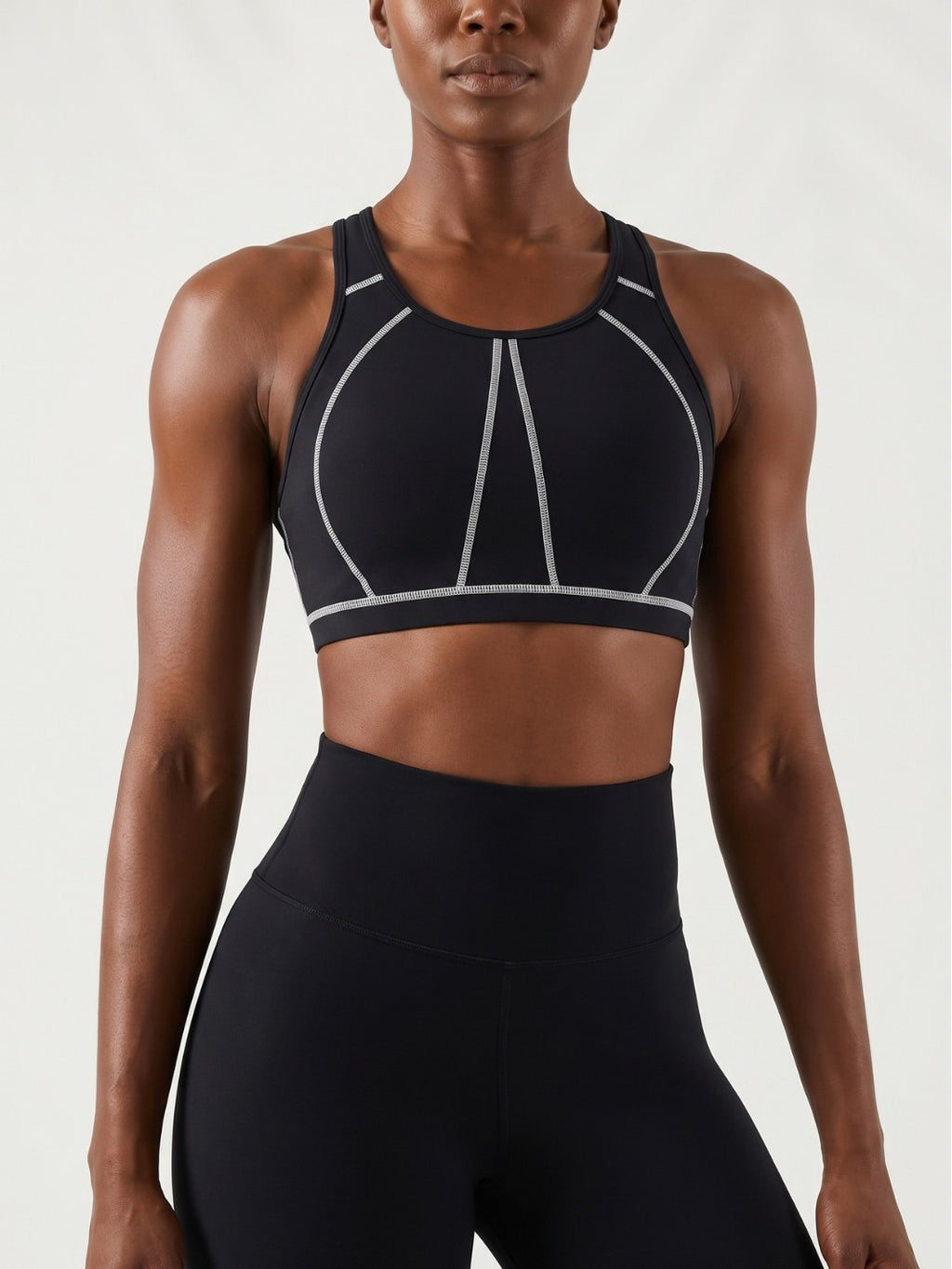 Women's shock-absorbing color-striped sports bra teemdrop