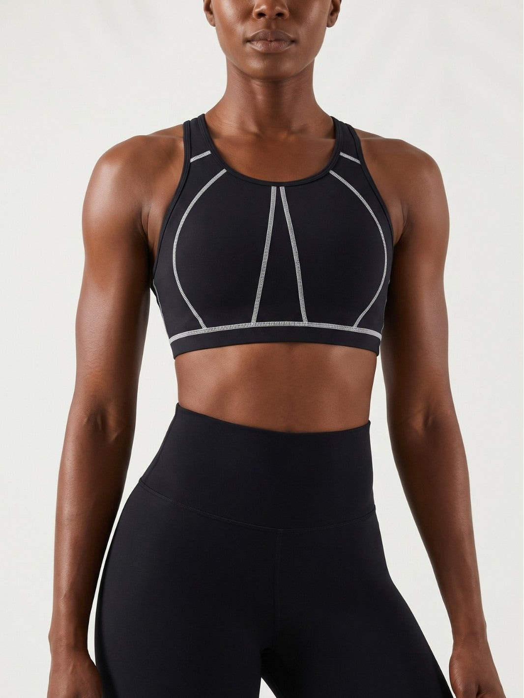 Women's shock-absorbing color-striped sports bra teemdrop