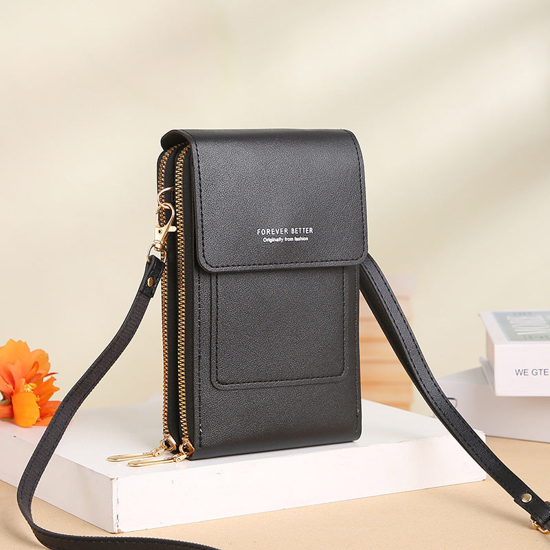 Women's Touch Screen PU Leather Phone Pouch Crossbody Bag with Card Slots