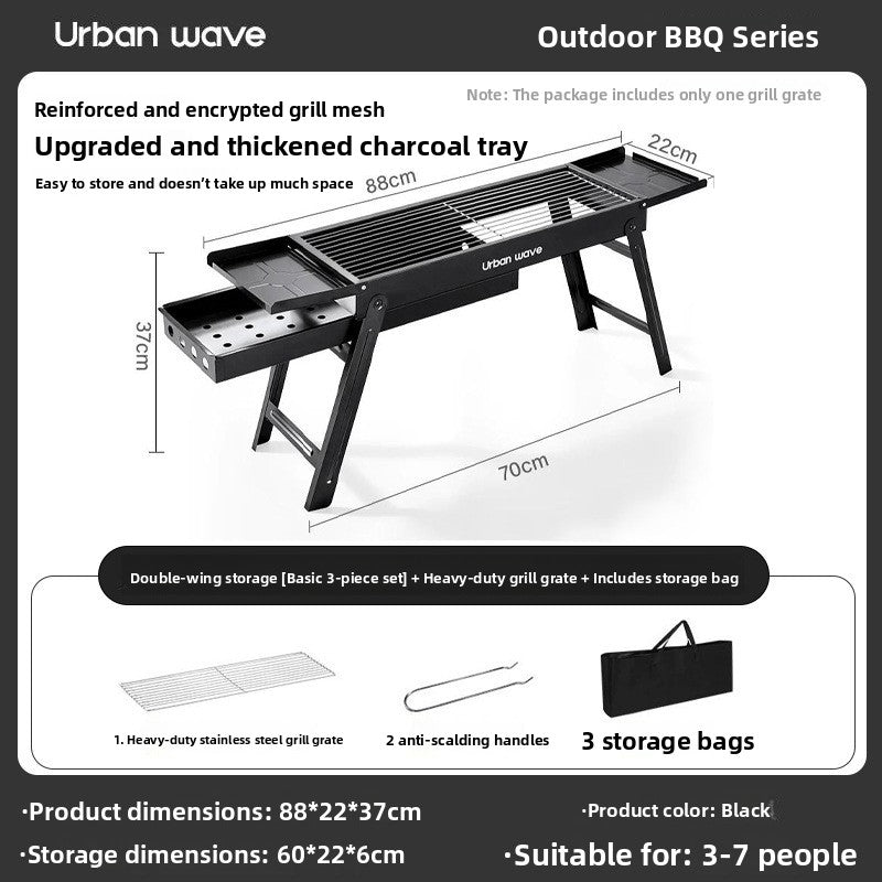 Portable Outdoor Stainless Steel Folding Charcoal Grill teemdrop