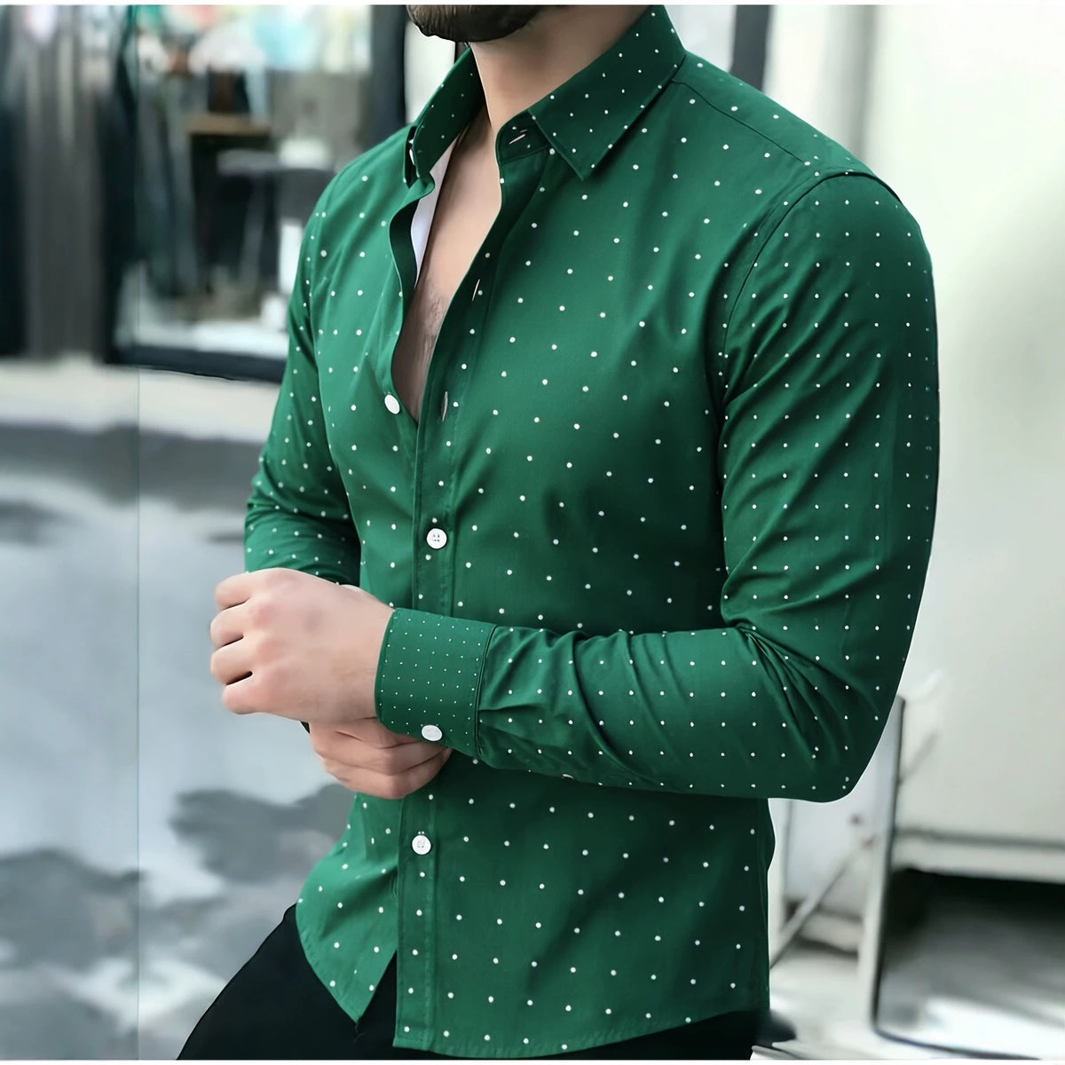 Vintage Paisley Print Men's Long Sleeve Shirt teemdrop