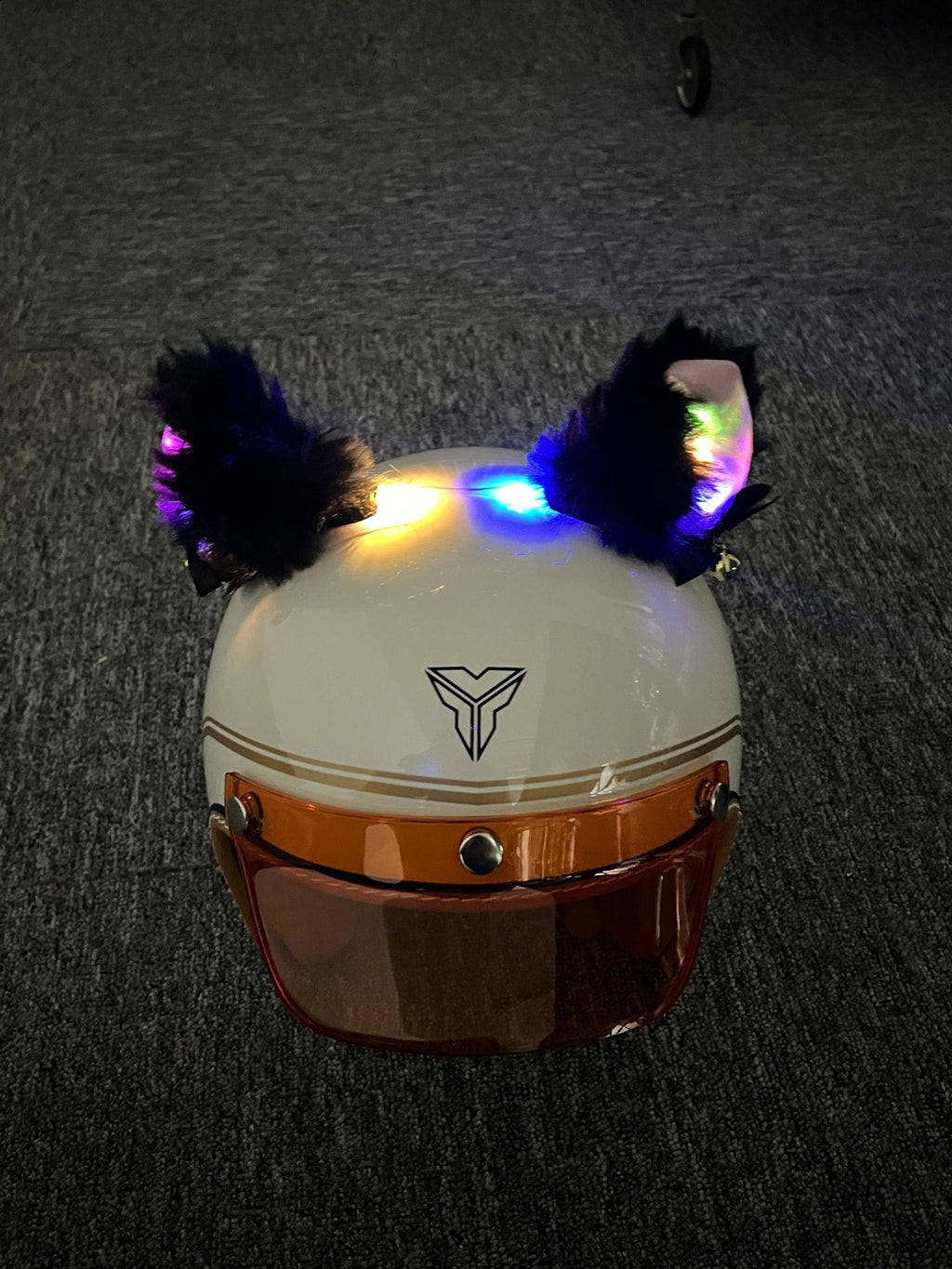 Luminous Plush Fox Ear Helmet Decoration teemdrop