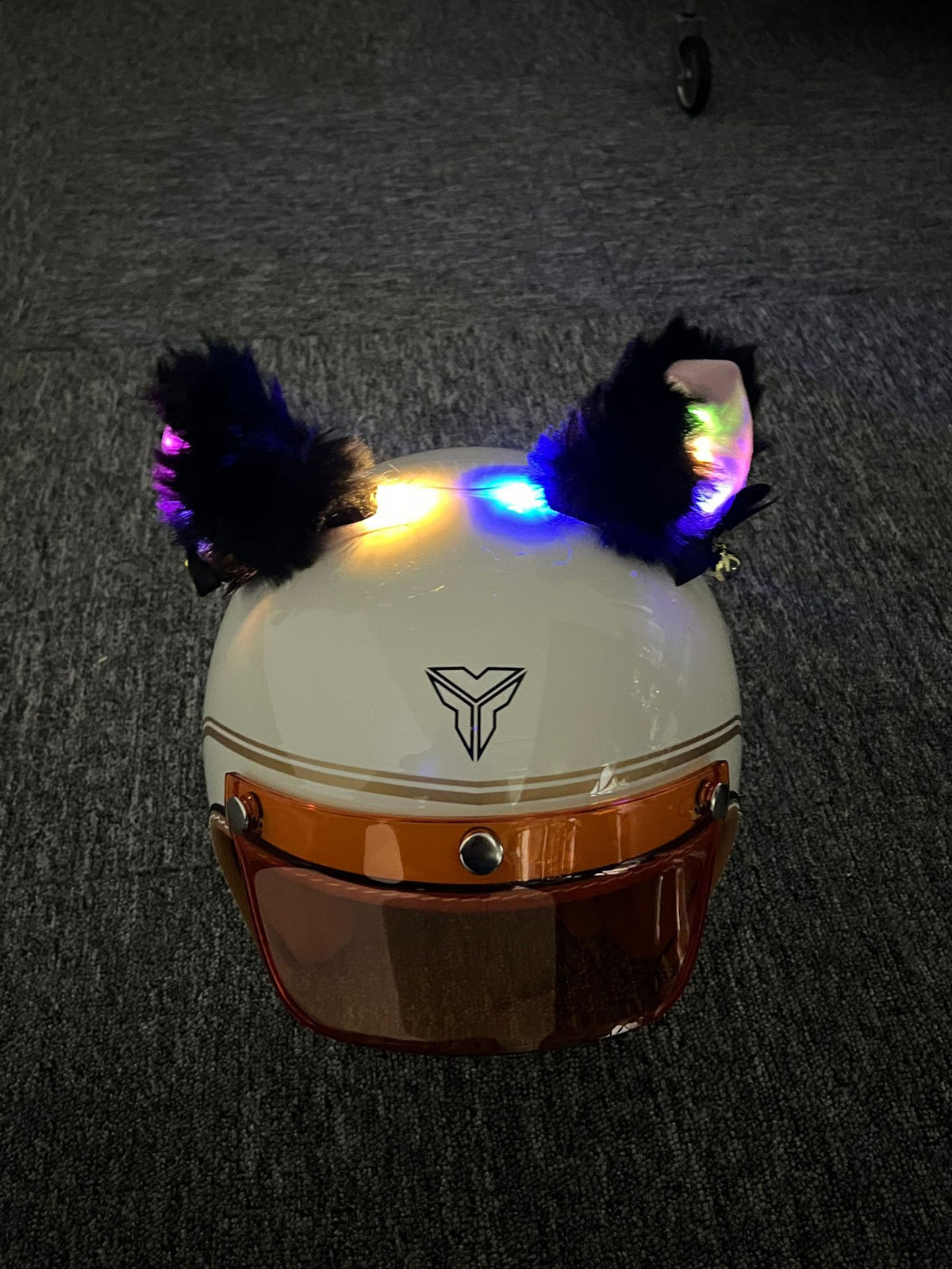 Luminous Plush Fox Ear Helmet Decoration teemdrop