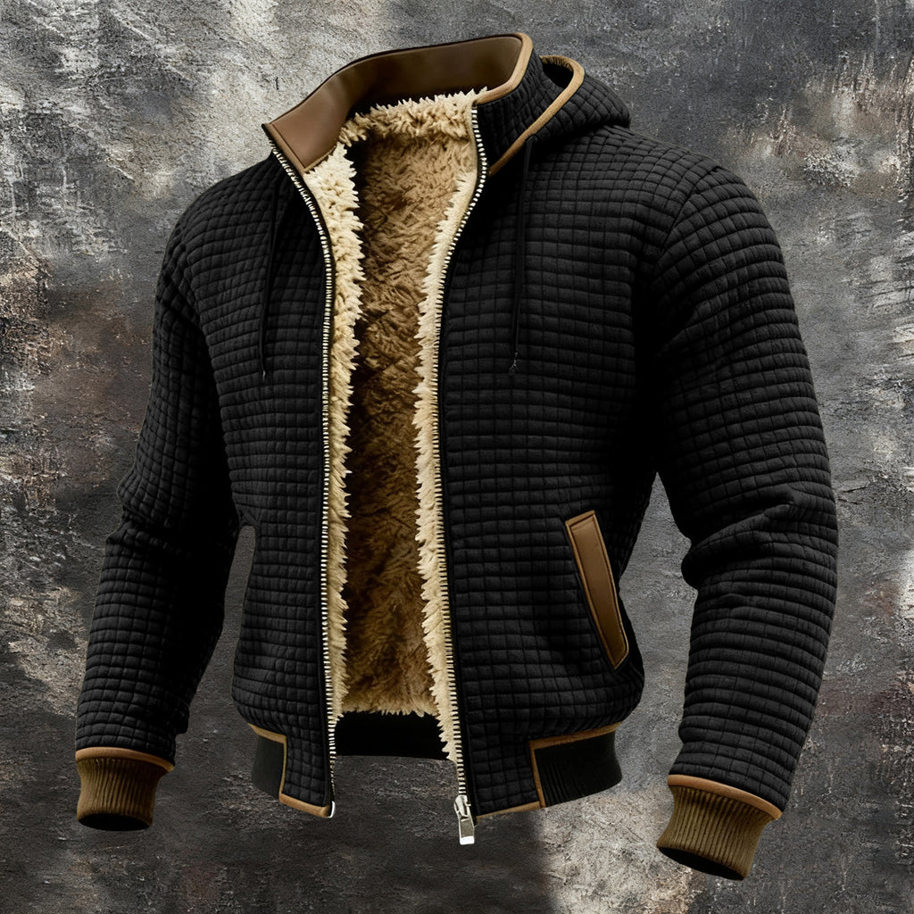 Men's Fleece-Lined Hooded Jacket Winter Thickened Warm Digital Print Zipper Coat teemdrop