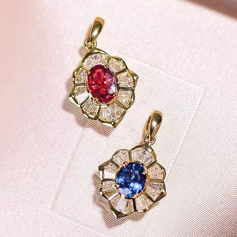 Geometric Begonia Flower Zircon Necklace