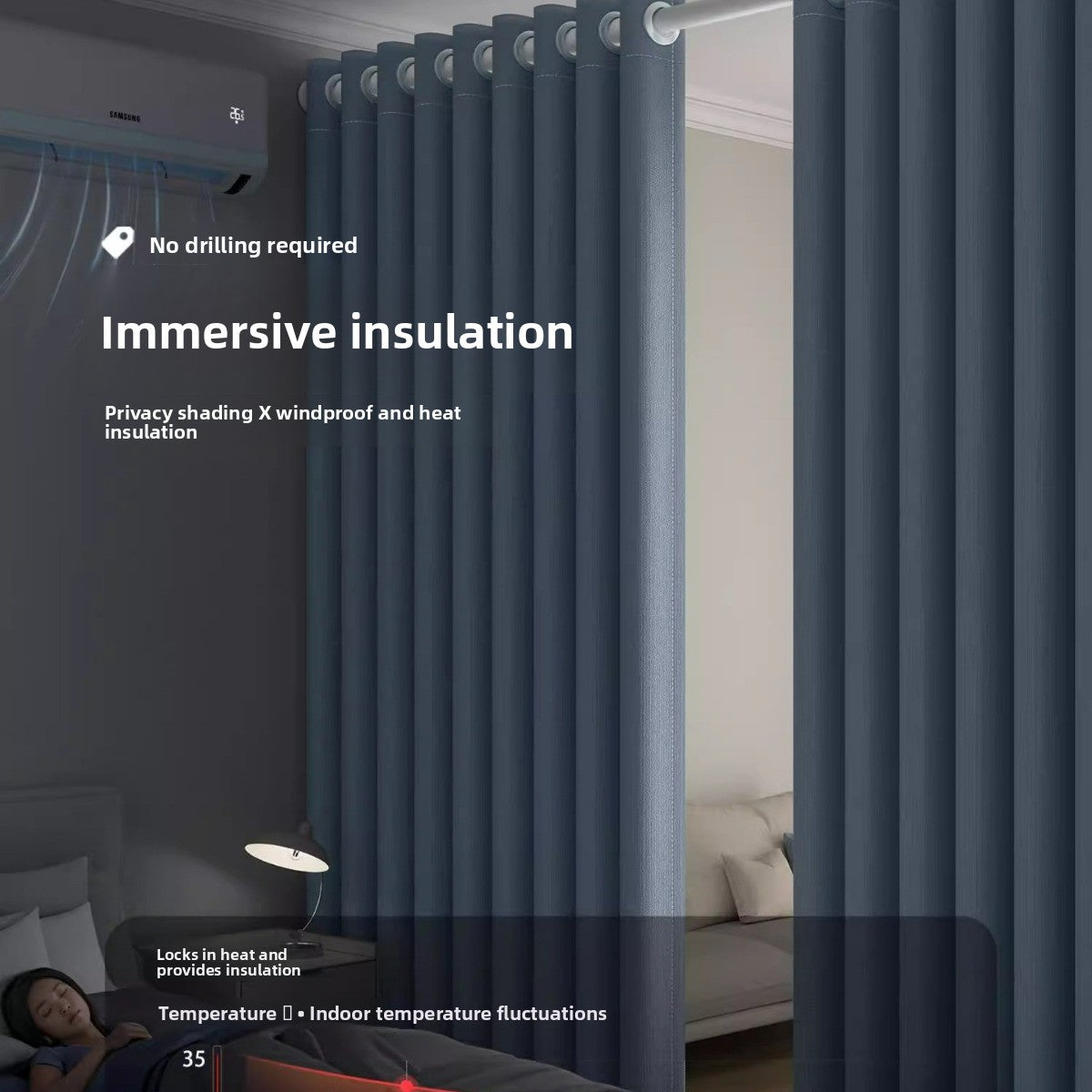 Wireless blackout curtains without holes drilled