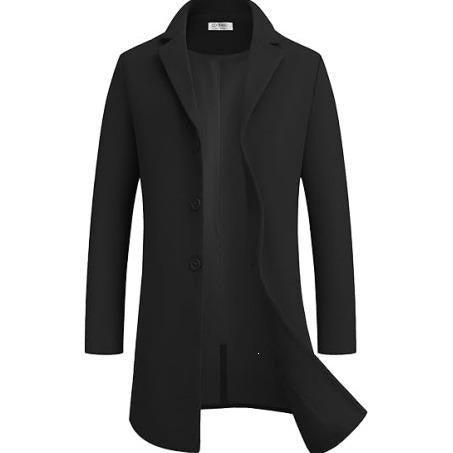 Men's Long Wool Coat Classic Loose Fit Lapel Overcoat teemdrop