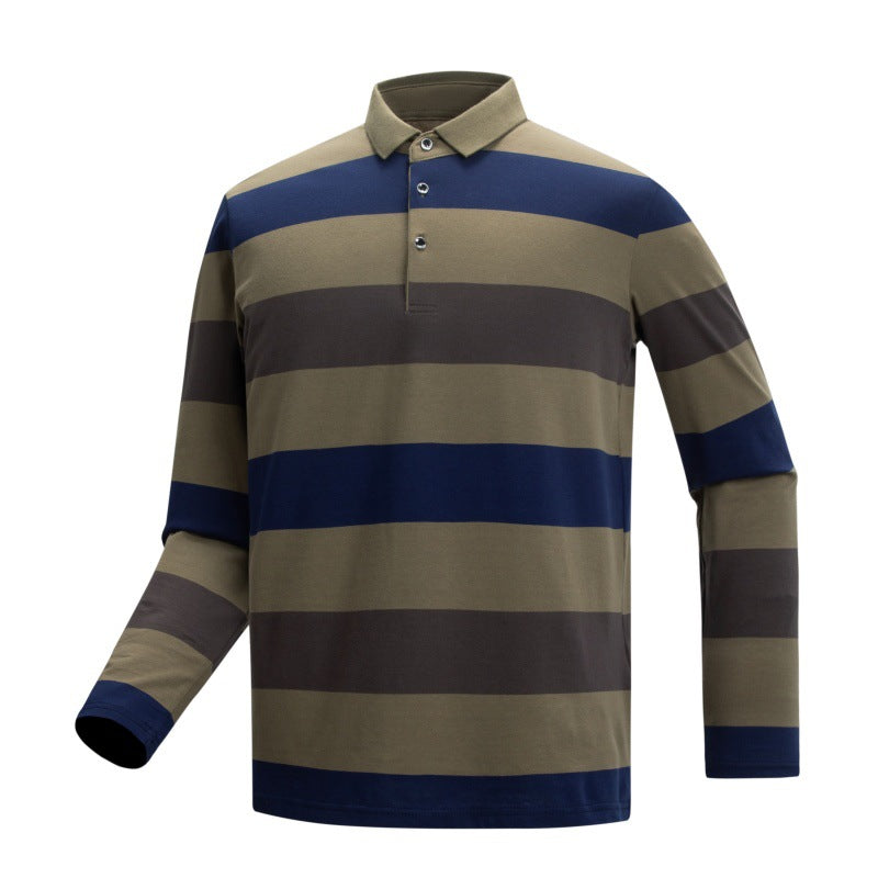 Striped long sleeve T-shirt cotton polo shirt T-shirt men's clothing teemdrop
