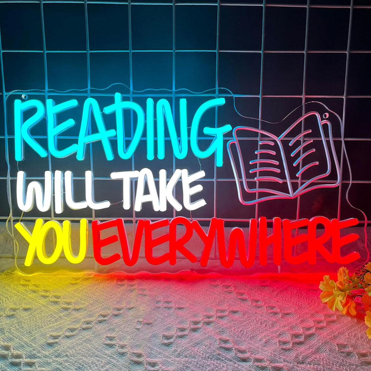 Dimmable LED Reading Neon Sign Wall Decor Light teemdrop