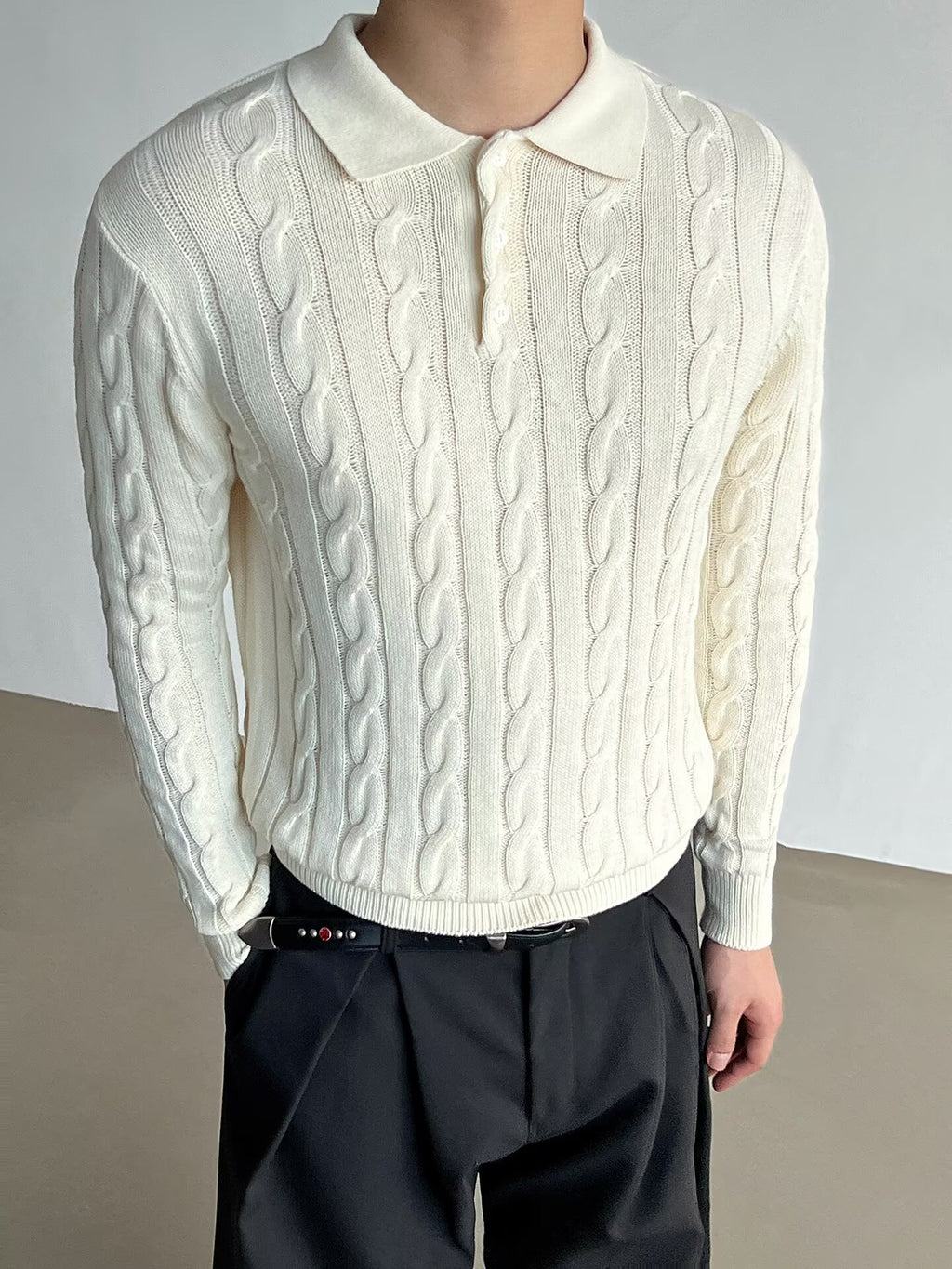 Retro casual knit shirt for men teemdrop