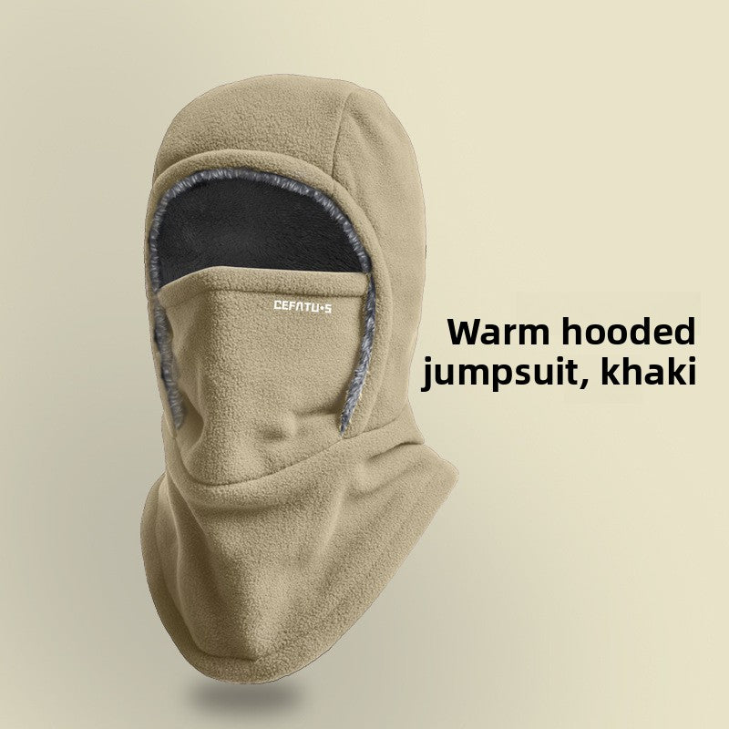 Winter Windproof Fleece-Lined 2-in-1 Face Mask Hat Scarf Set teemdrop