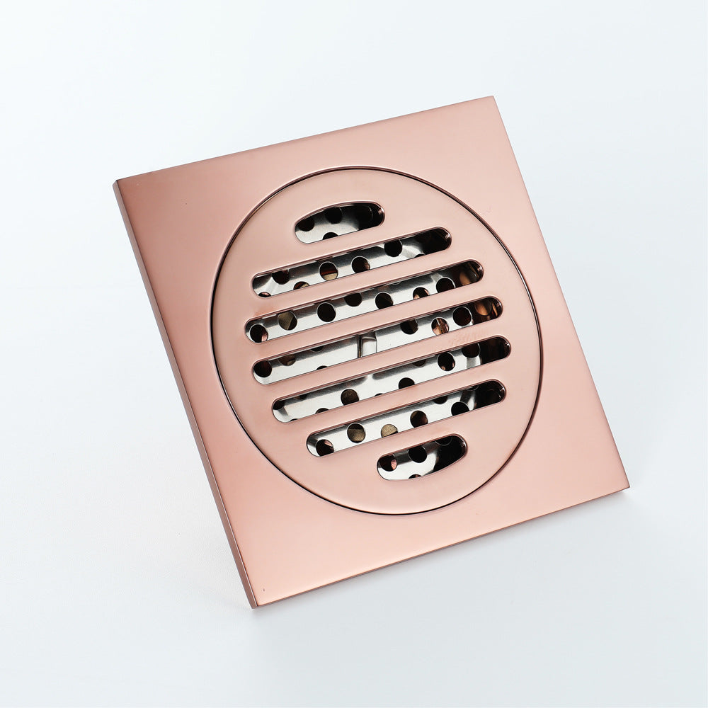 Rose Gold Copper Anti-Odor Concealed Tile Insert Square Linear Floor Drain teemdrop