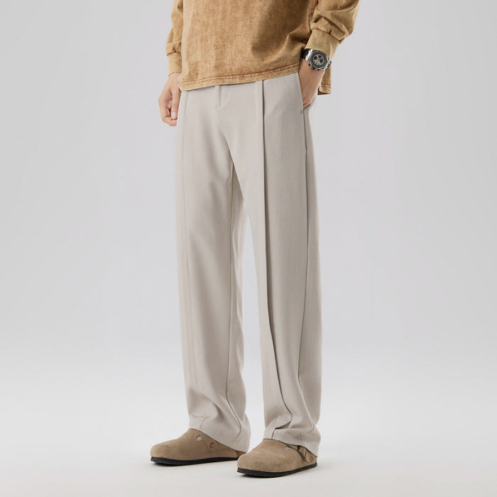 Men's Design Sense Loose Sports Trousers Straight Leg Wide Leg Pants teemdrop
