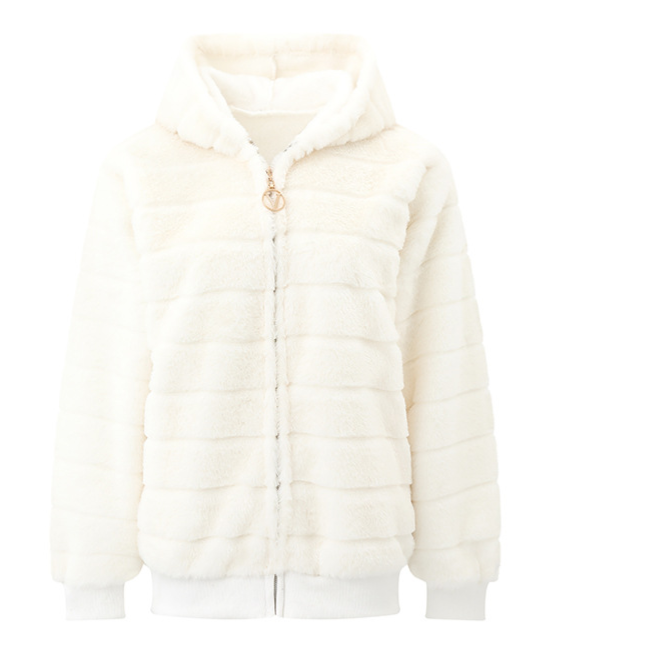 Women's Plush Stand Collar Zip Up Fleece Sweatshirt teemdrop