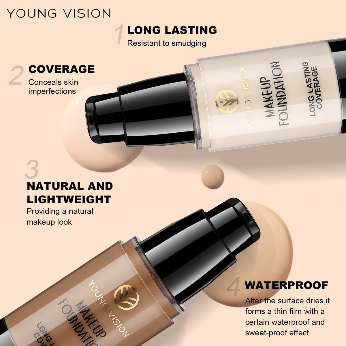 Press-on matte oil-control waterproof concealer foundation liquid teemdrop