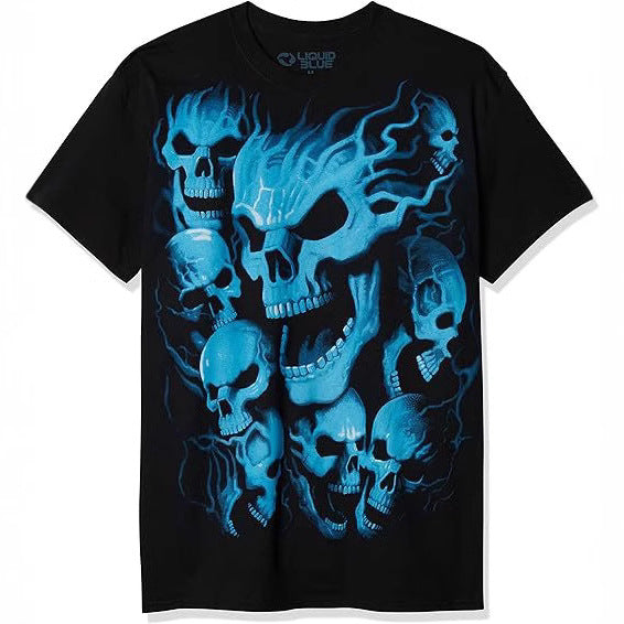 Men's Punk Skull Print Short Sleeve Loose T-Shirt teemdrop