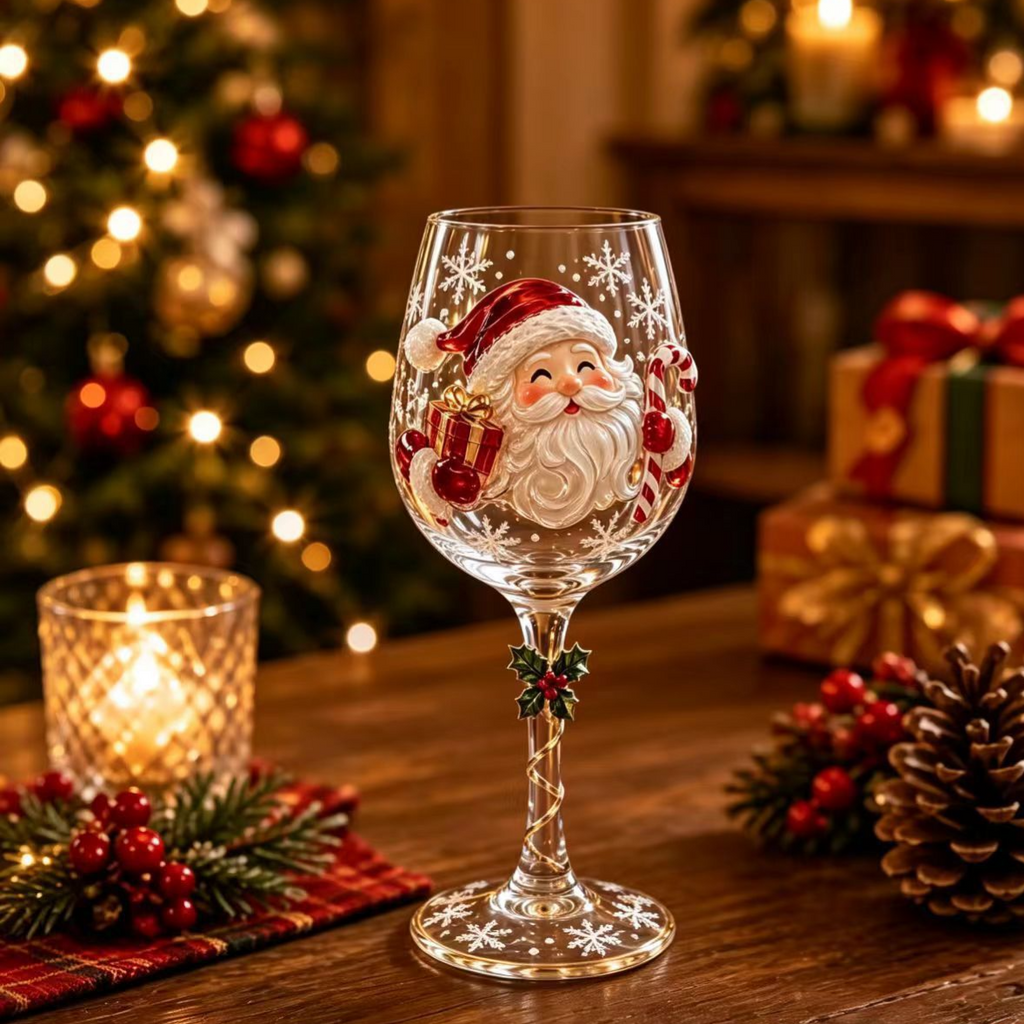 Christmas Halloween Themed Glass Art Goblet Festive Drinking Cup teemdrop