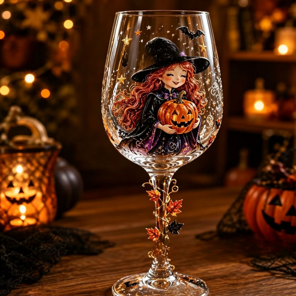 Christmas Halloween Themed Glass Art Goblet Festive Drinking Cup teemdrop