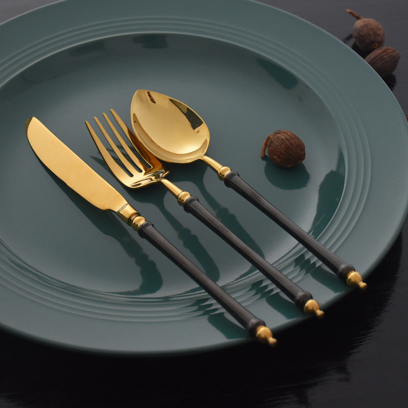Black Gold Mirror Stainless Steel Cutlery Set
