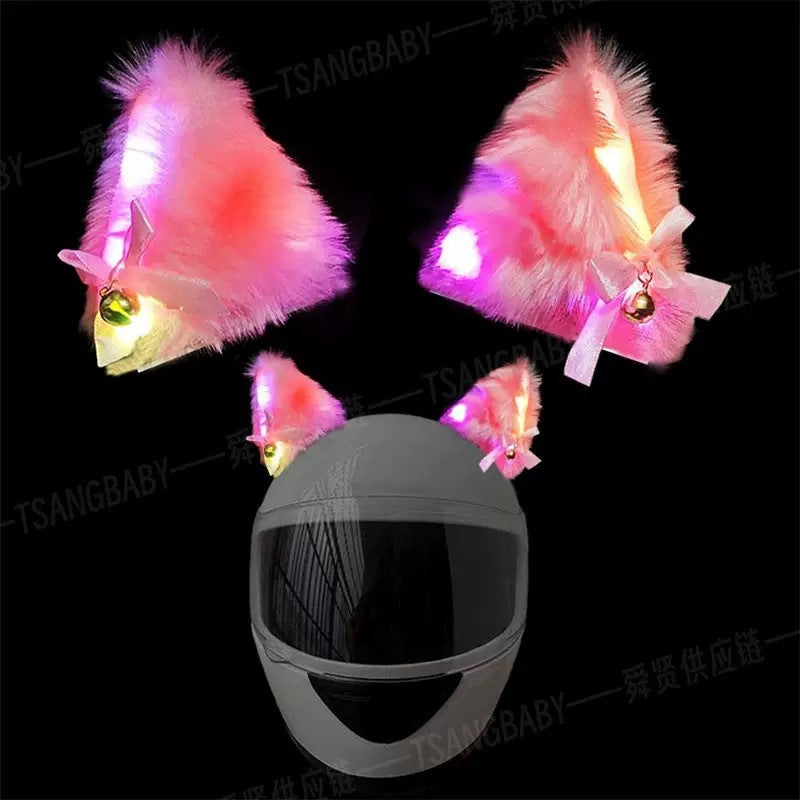 Luminous Plush Fox Ear Helmet Decoration teemdrop