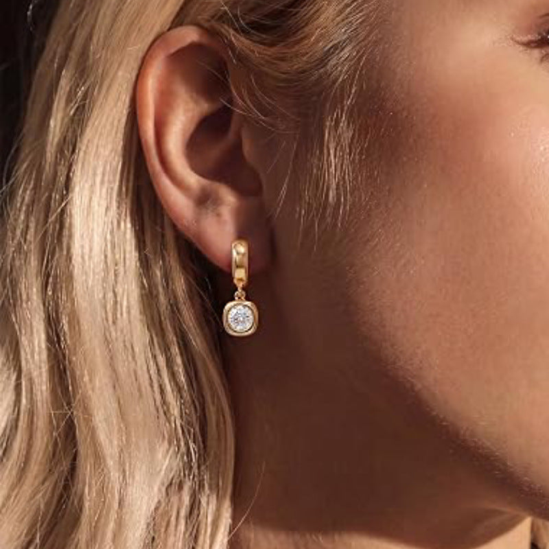 14K gold zircon earrings