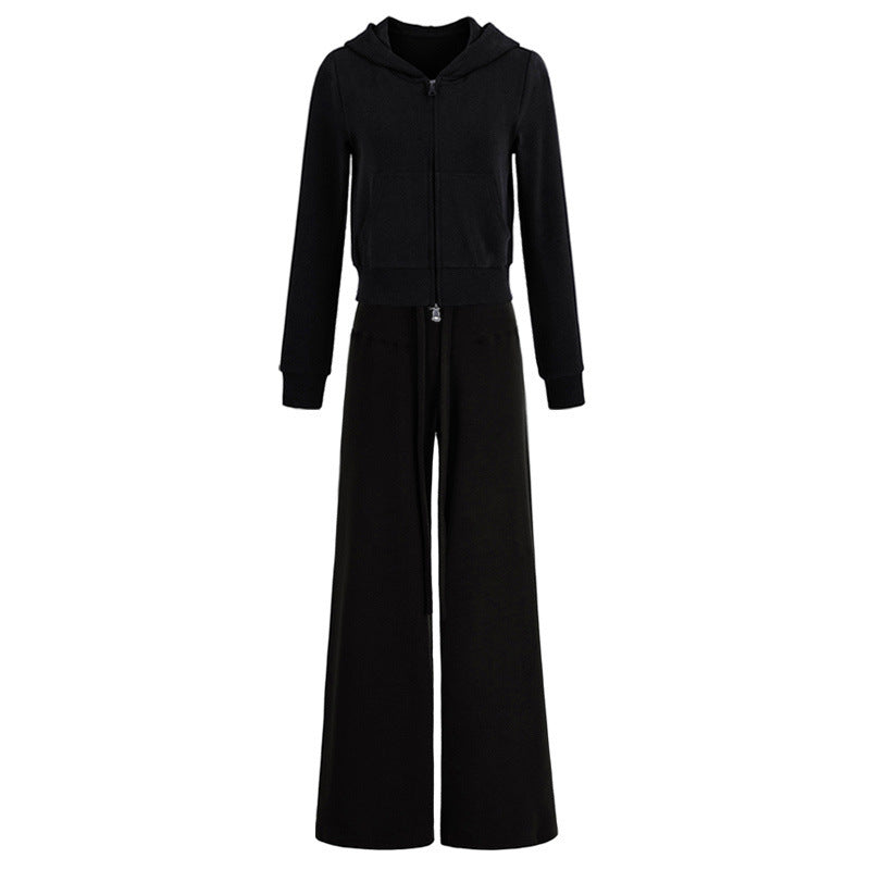 Casual Sports Suit  Hooded Zipper Slim Short Sweatshirt Jacket