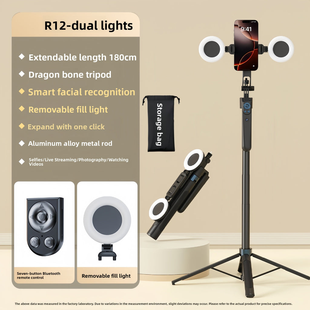 AI Facial Tracking 360 Rotation Camera Stand with LED Lights