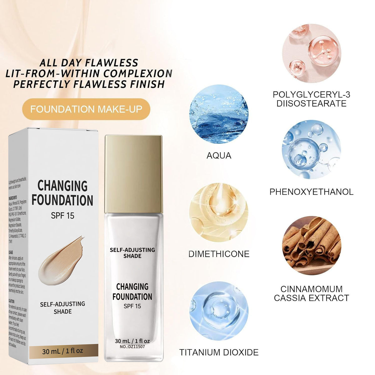 Color Changing Long Lasting Hydrating Liquid Foundation Natural Finish Makeup Base teemdrop