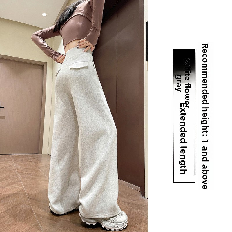 Women's High-Waisted Drapey Wide-Leg Cotton Blend Casual Pants teemdrop