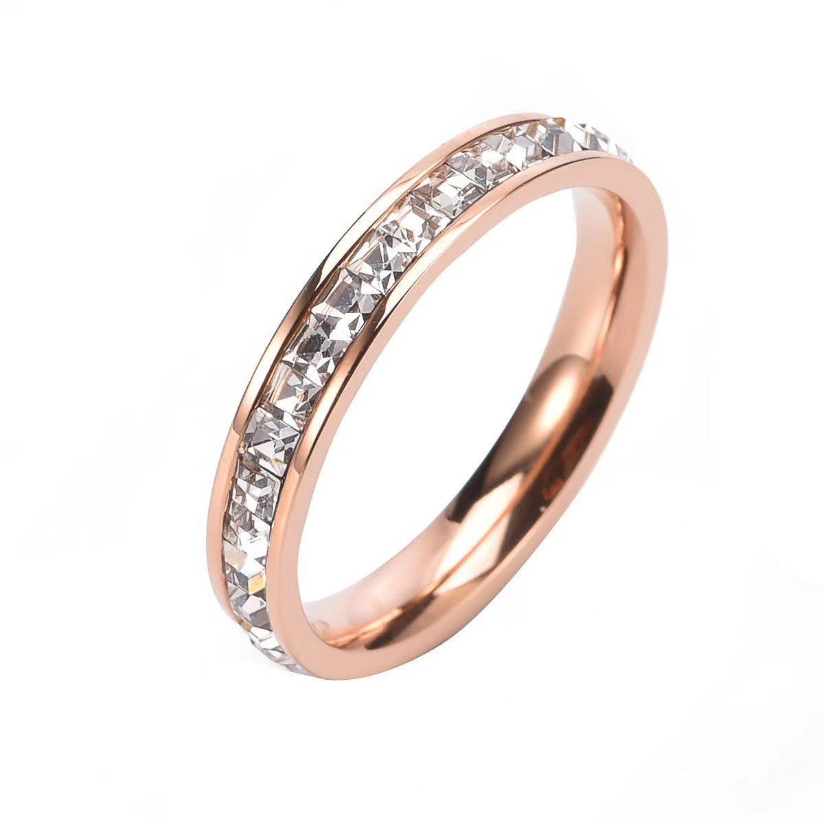 Titanium Steel Starry Sky Square Diamond Ring