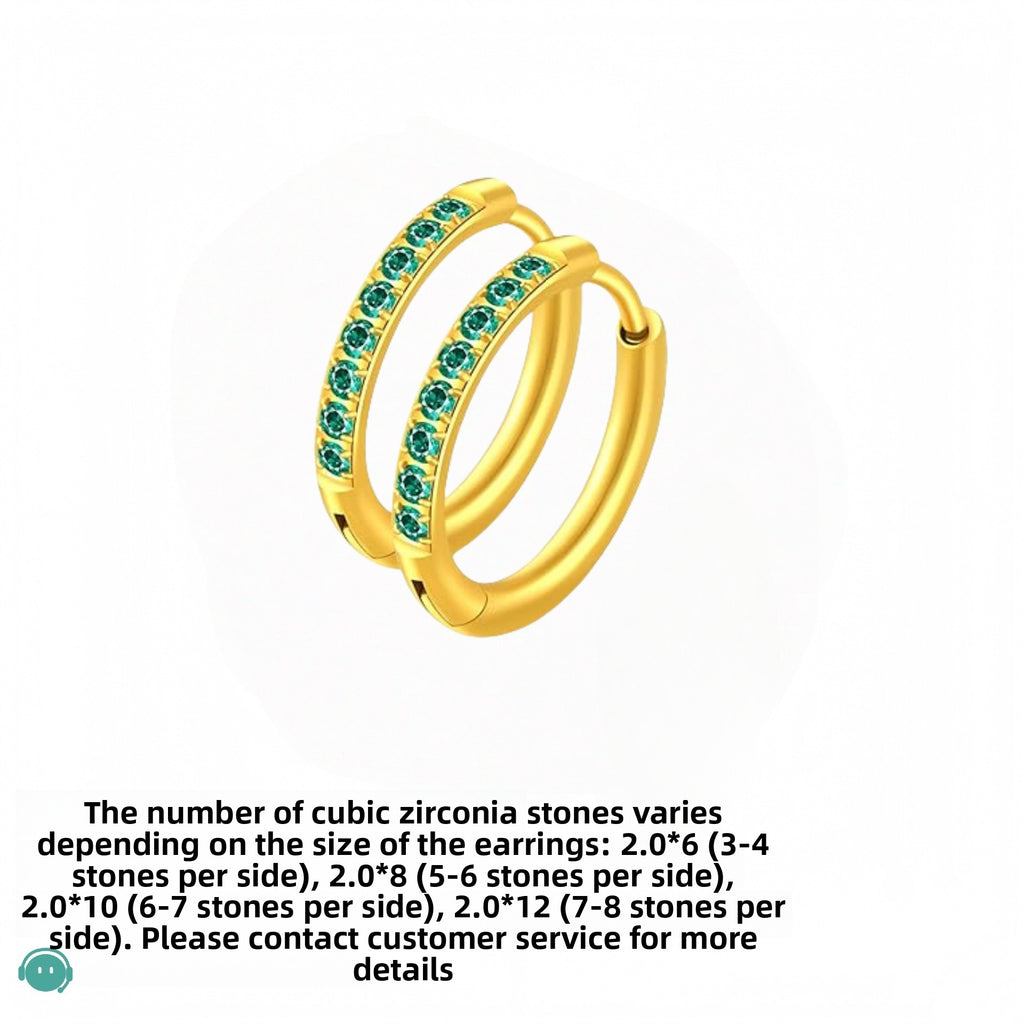 Titanium Steel Round Zircon Earrings Simple Casual Style Ear Buckles for Women teemdrop