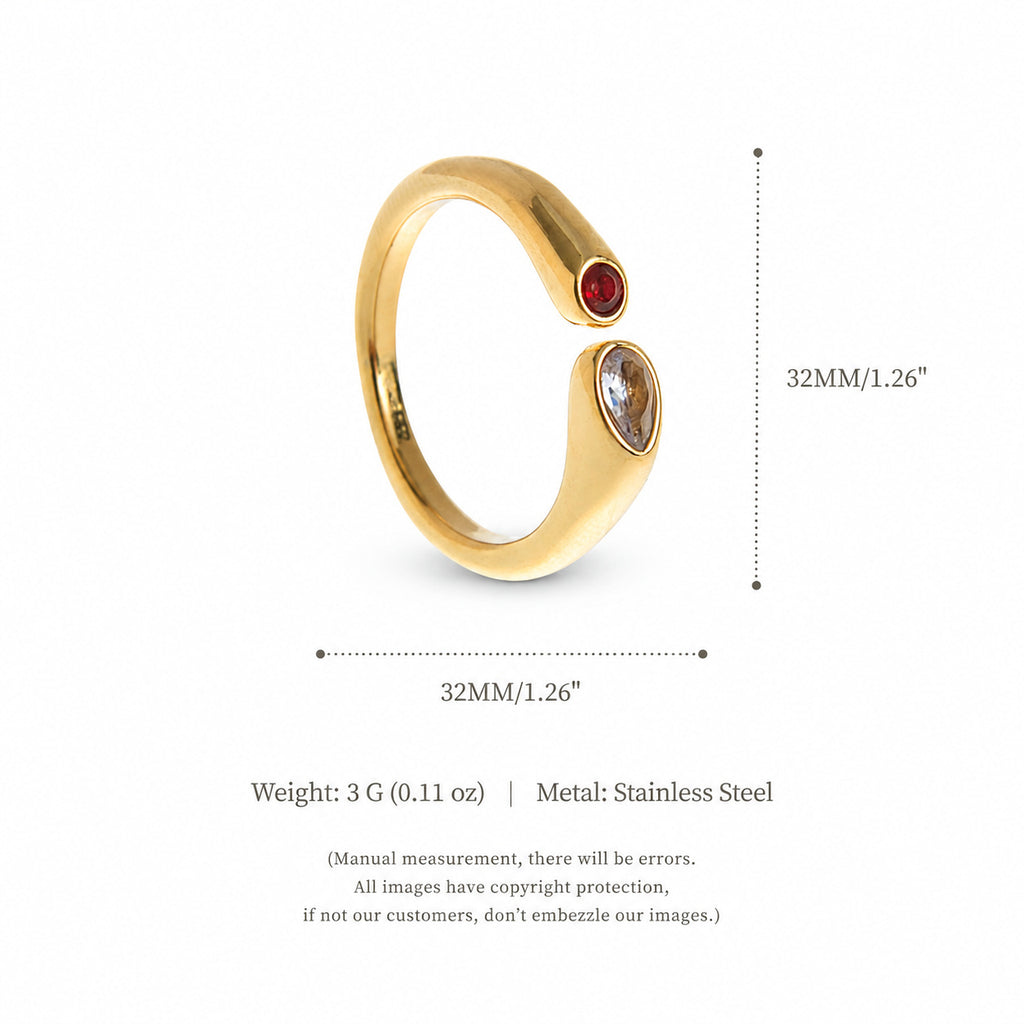 Plated Titanium Steel Adjustable Birthstone Ring Unisex Geometric Retro Jewelry teemdrop