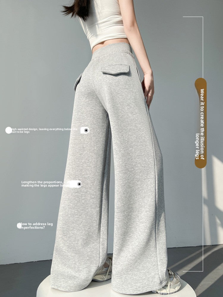 Women's High-Waisted Drapey Wide-Leg Cotton Blend Casual Pants teemdrop