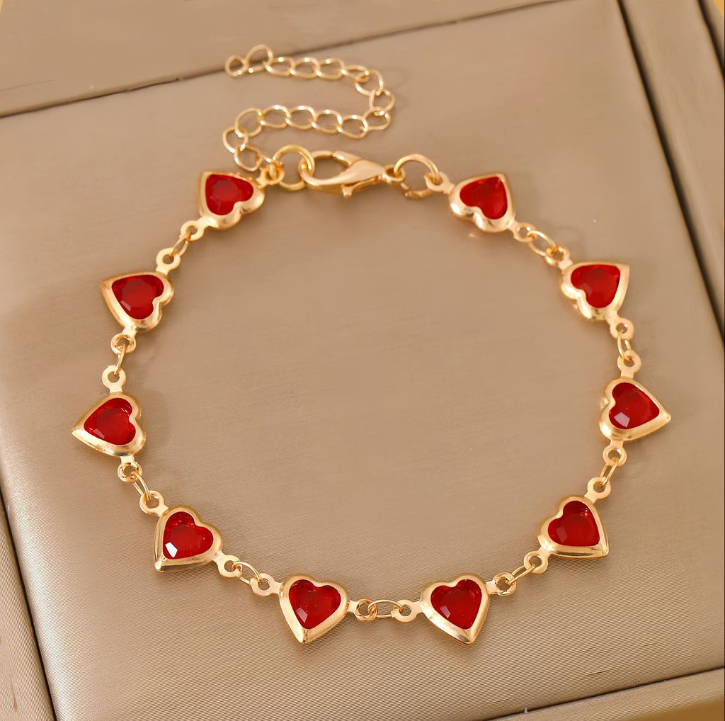 Colorful Heart Charm Beaded Bracelet