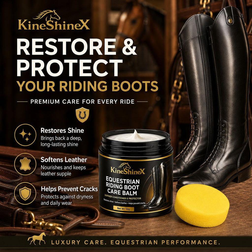 Equestrian Riding Boot Care Cream 50g with Sponge - Nourishes Polishes and Prevents Cracking on Genuine Leather Long Boots teemdrop