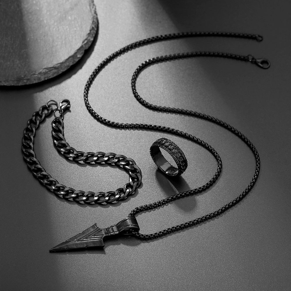Cross Pendant Jewelry Set Necklace Bracelet Ring